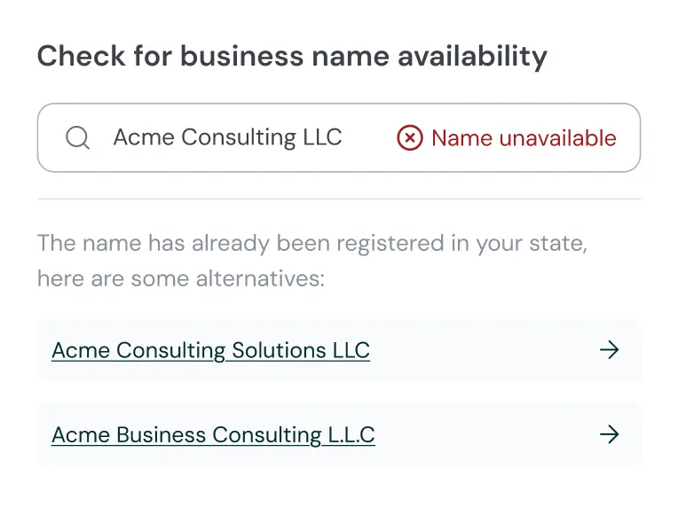 Business name availability result