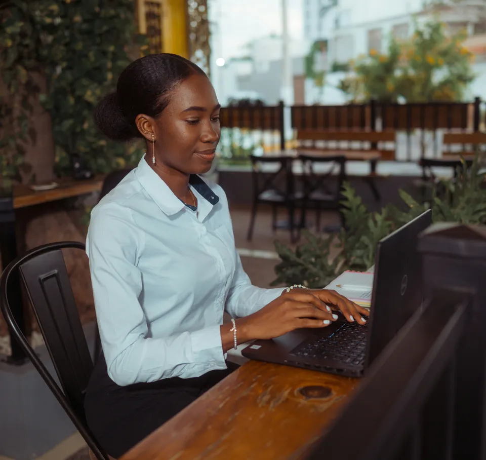 Business owner working at a laptop