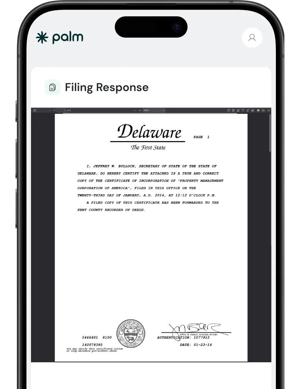 Phone showcasing response with file from webhook