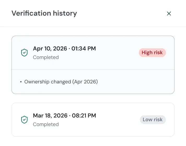 Image showcasing verification history