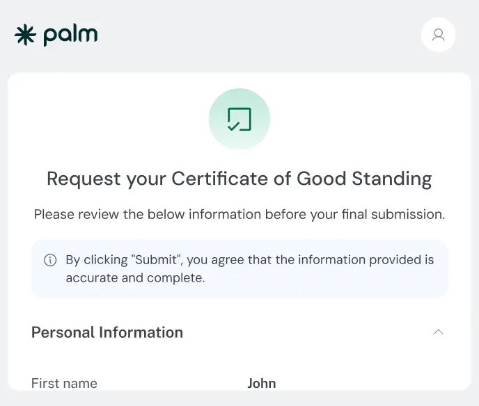 Certificate request confirmation
