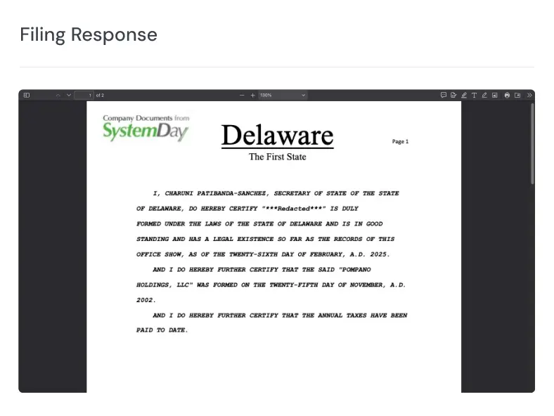 Certificate document preview