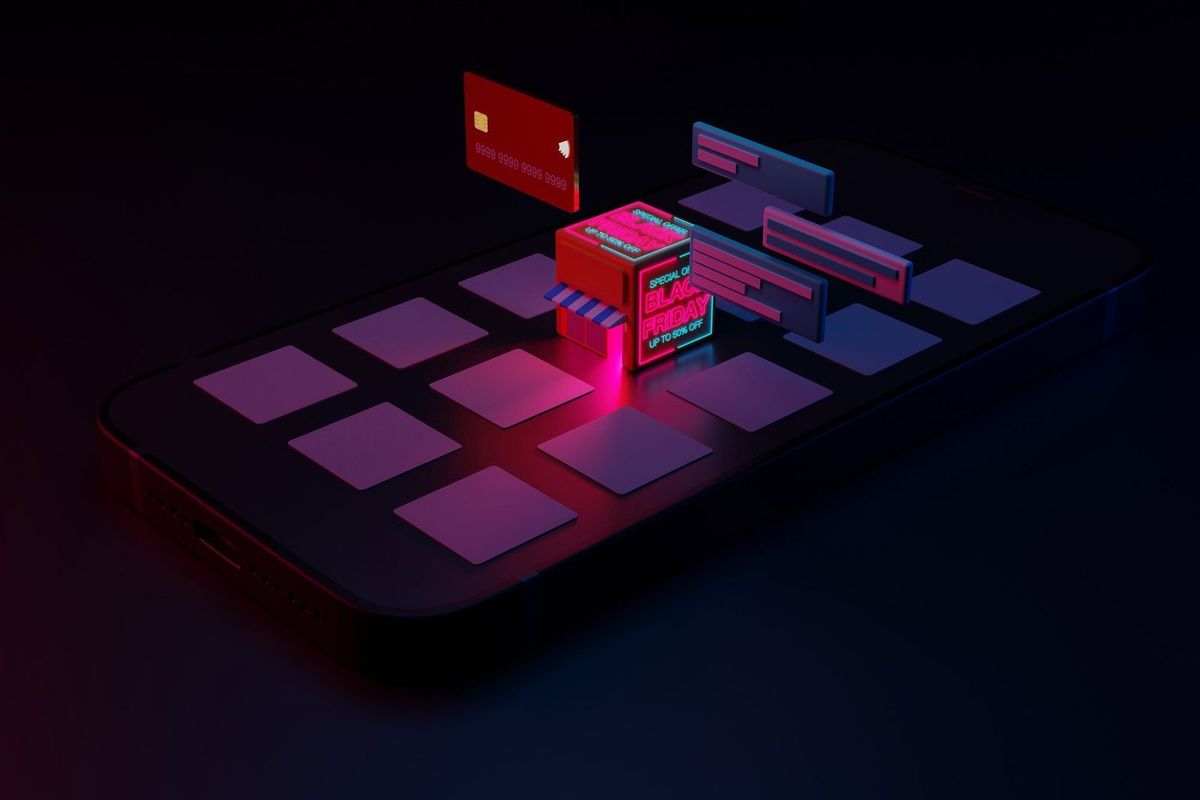 3d rendering blackfriday promotion online shopping theme.